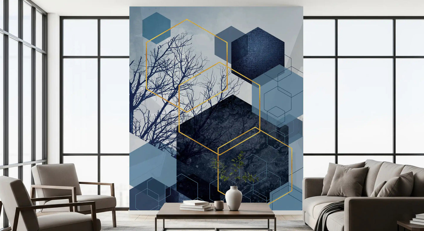 Geometric Forest Glimmer Wall Mural