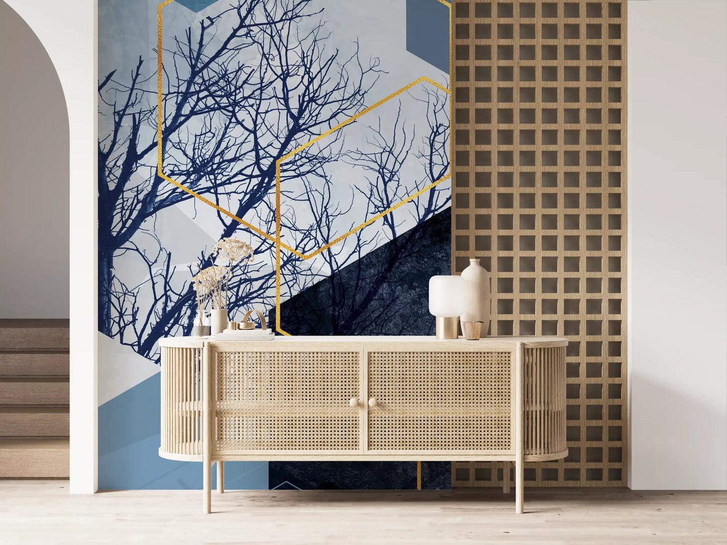 Geometric Forest Glimmer Wall Mural