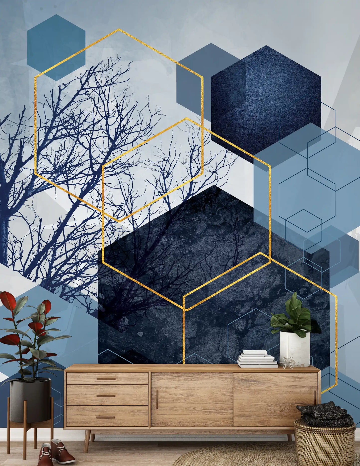 Geometric Forest Glimmer Wall Mural