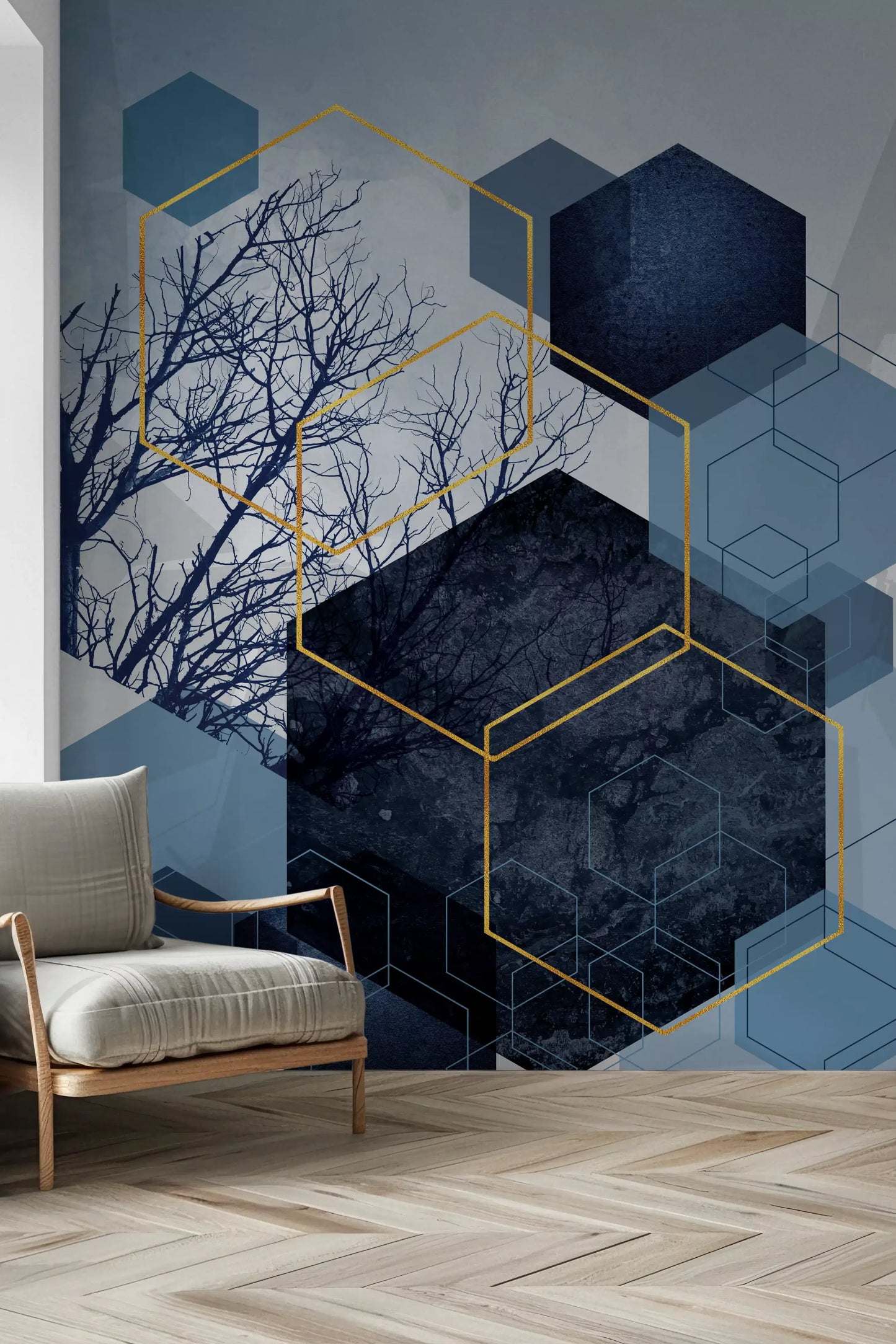 Geometric Forest Glimmer Wall Mural