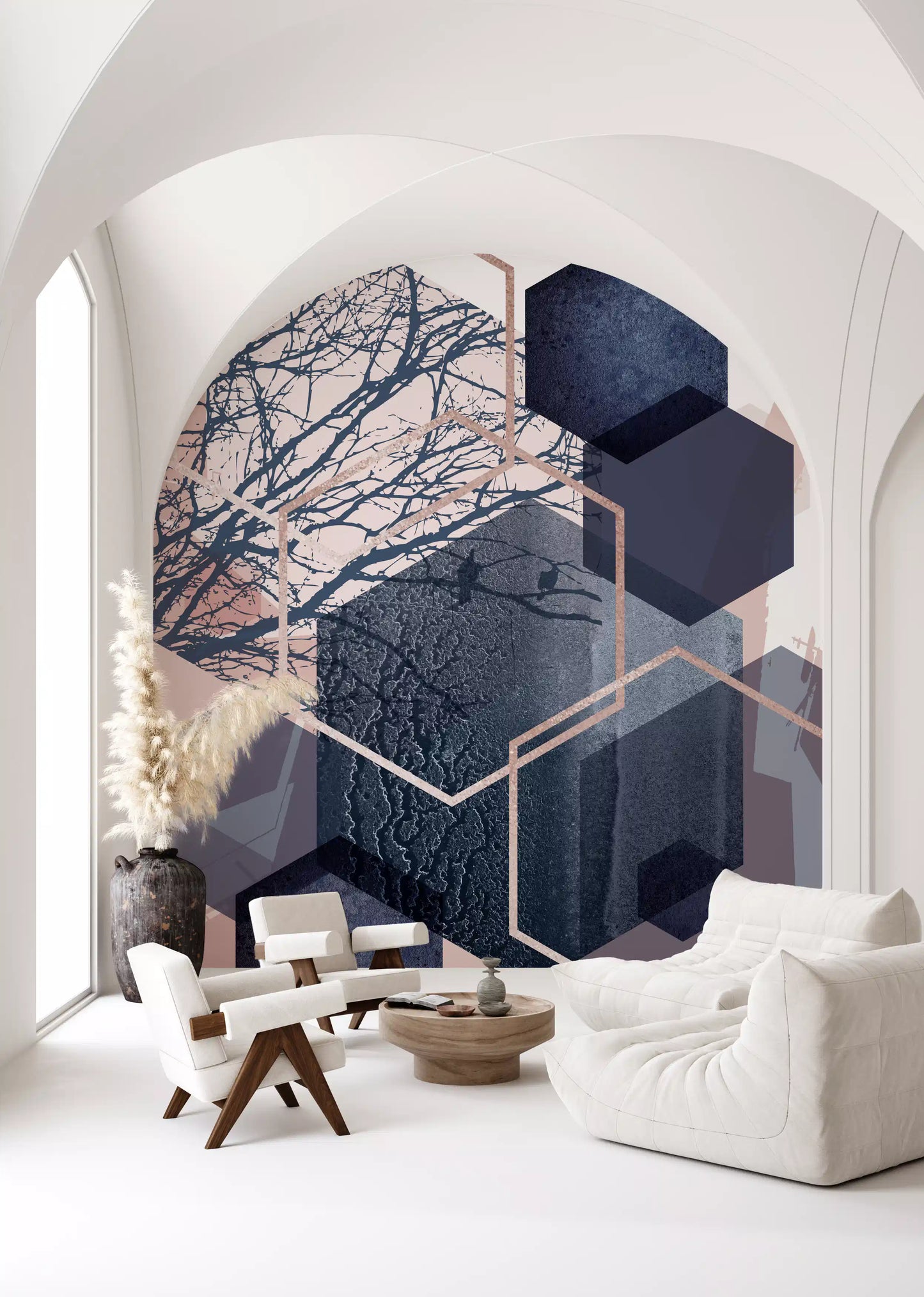 Geometric Forest Flight Wall Mural