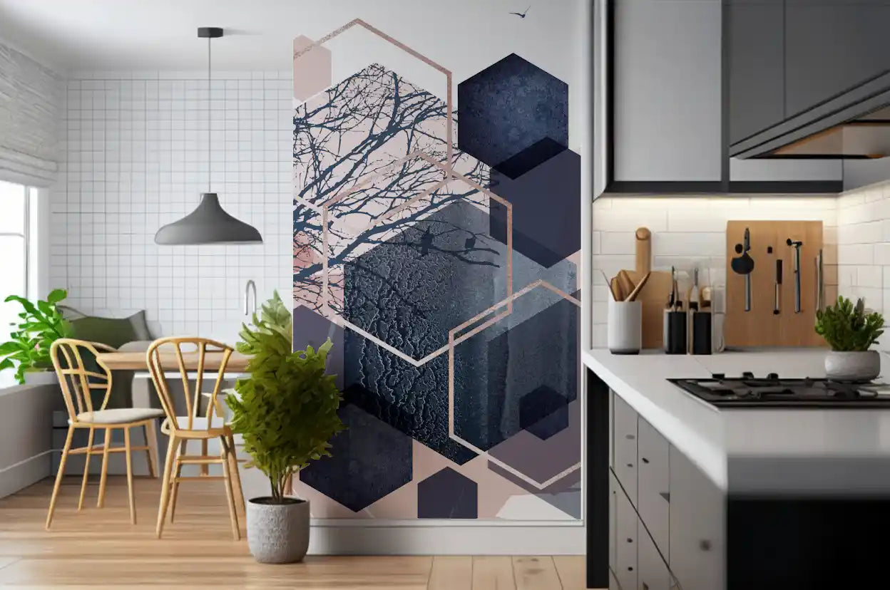 Geometric Forest Flight Wall Mural