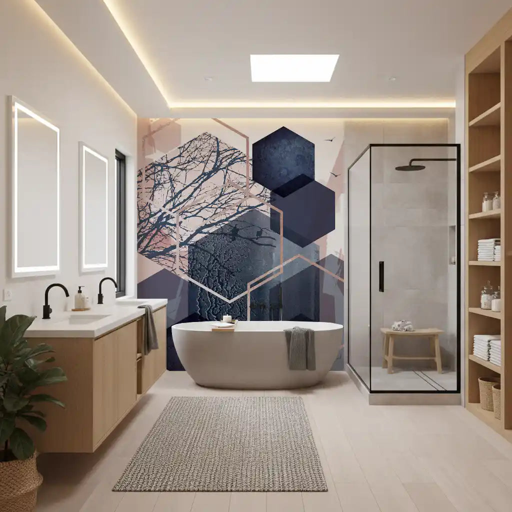 Geometric Forest Flight Wall Mural