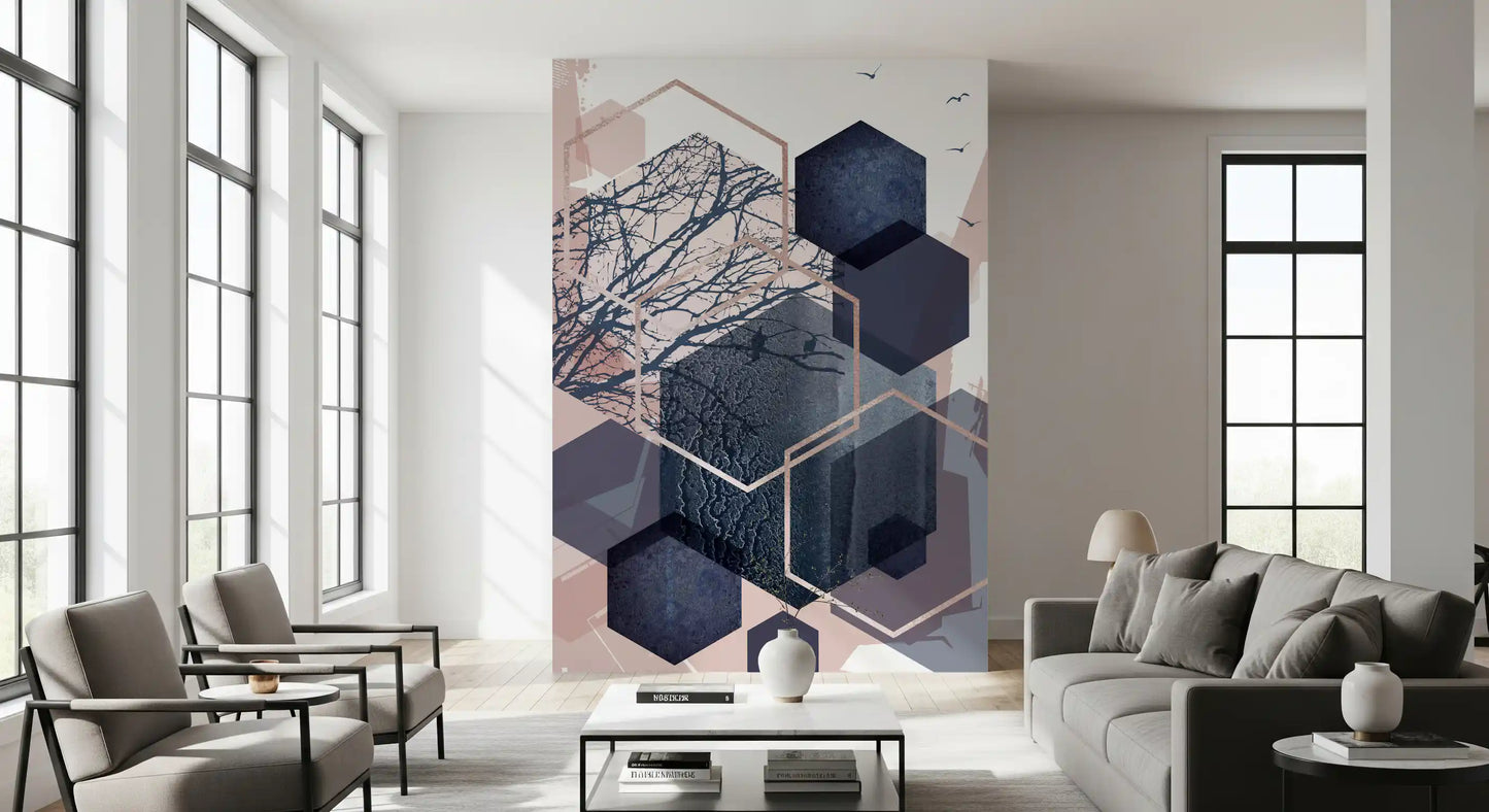 Geometric Forest Flight Wall Mural