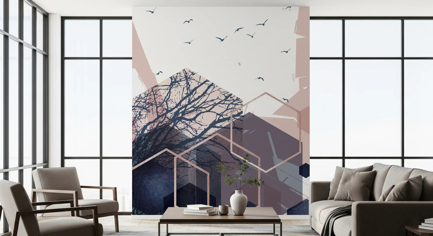 Geometric Forest Flight 2 Wall Mural