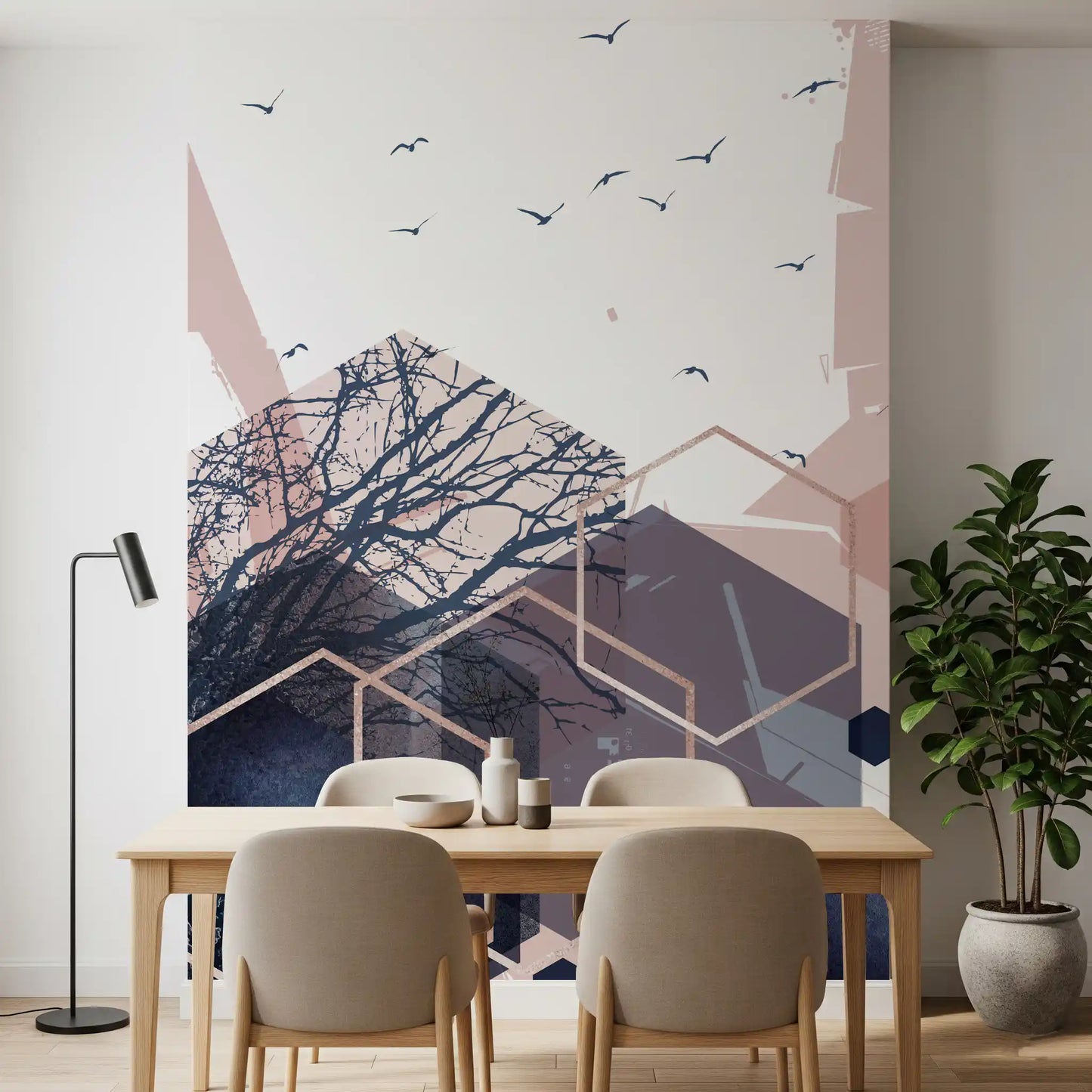 Geometric Forest Flight 2 Wall Mural