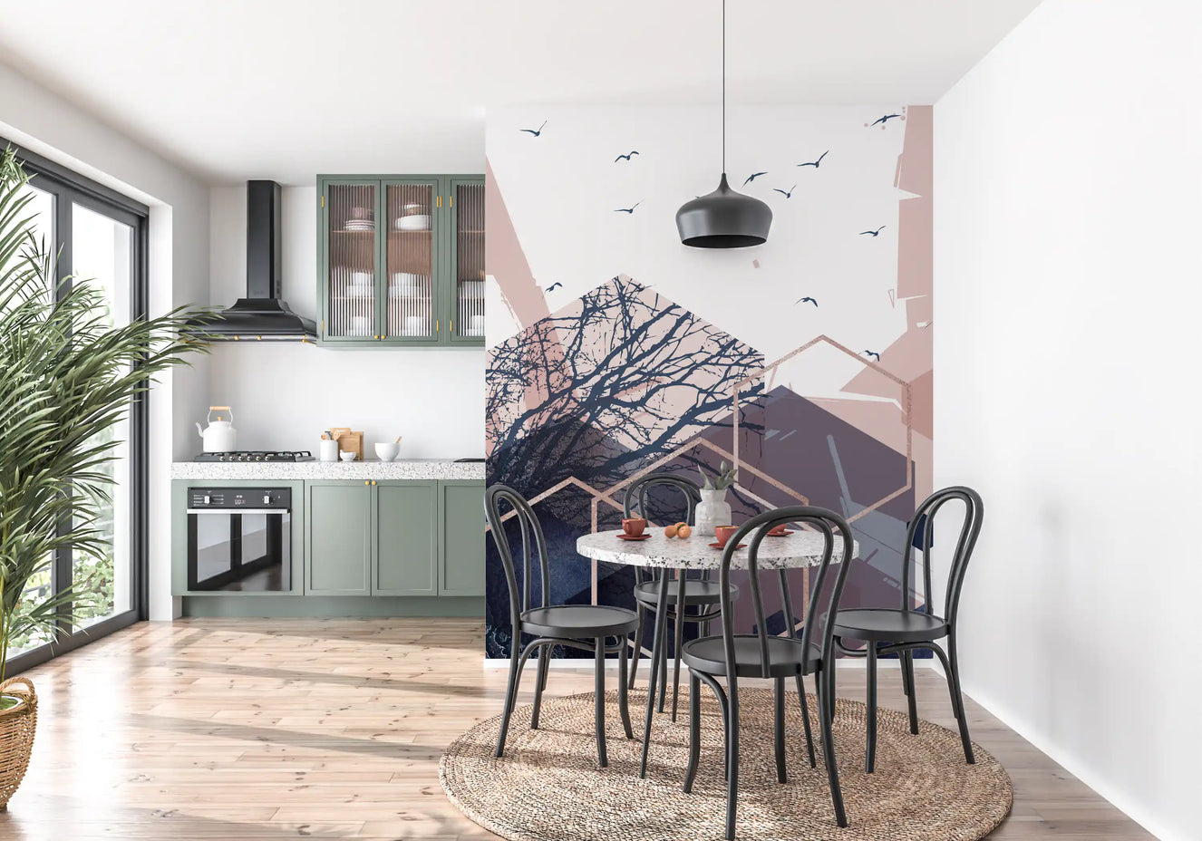 Geometric Forest Flight 2 Wall Mural