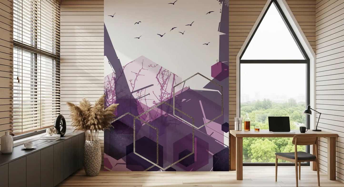 Amethyst Sky: Geometric Flight 2 Wall Mural