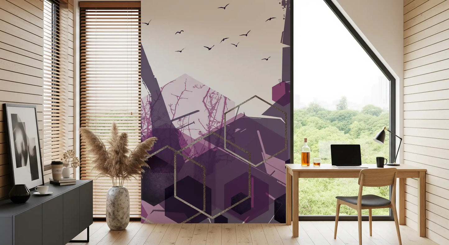 Amethyst Sky: Geometric Flight 2 Wall Mural