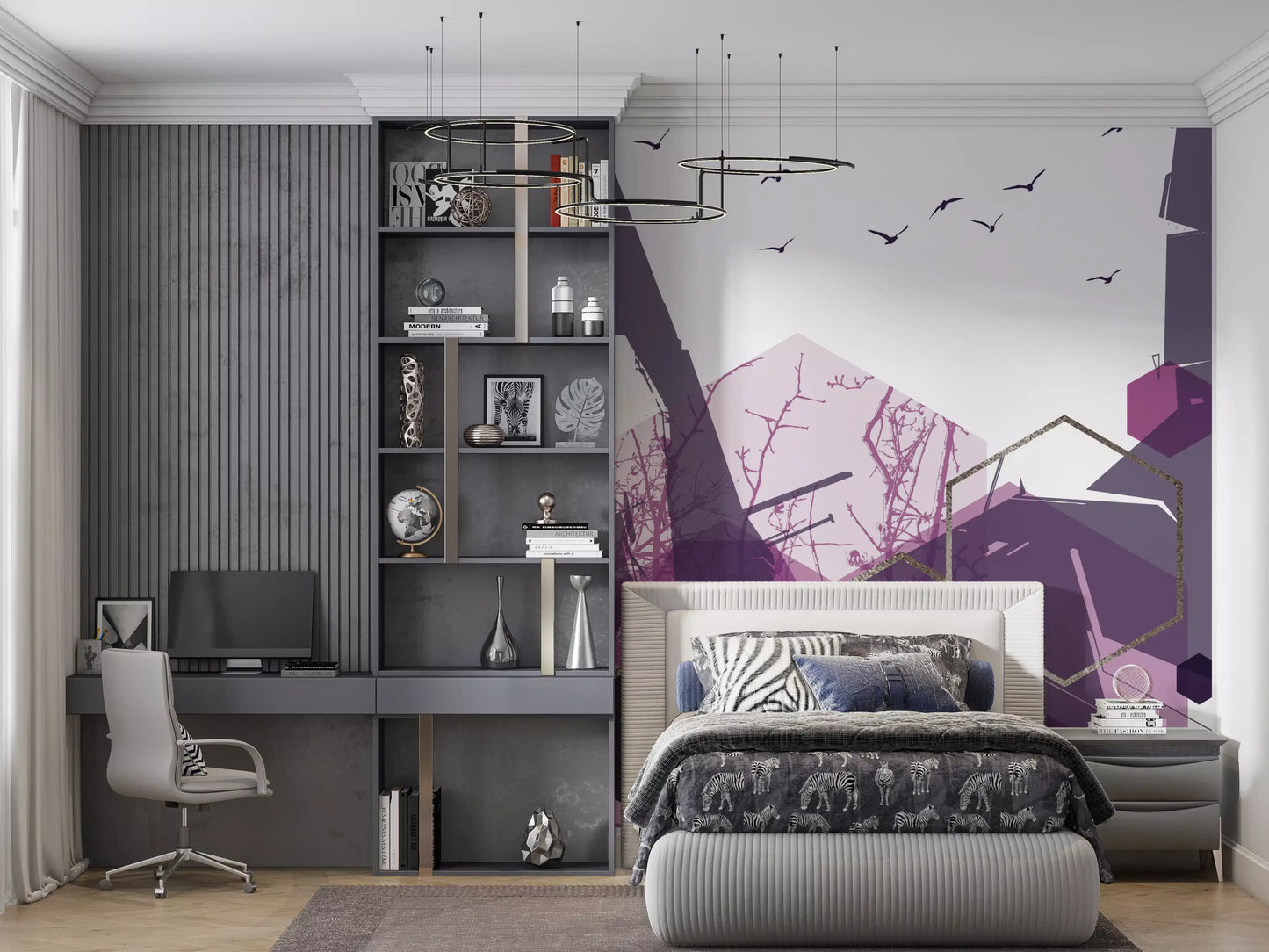 Amethyst Sky: Geometric Flight 2 Wall Mural