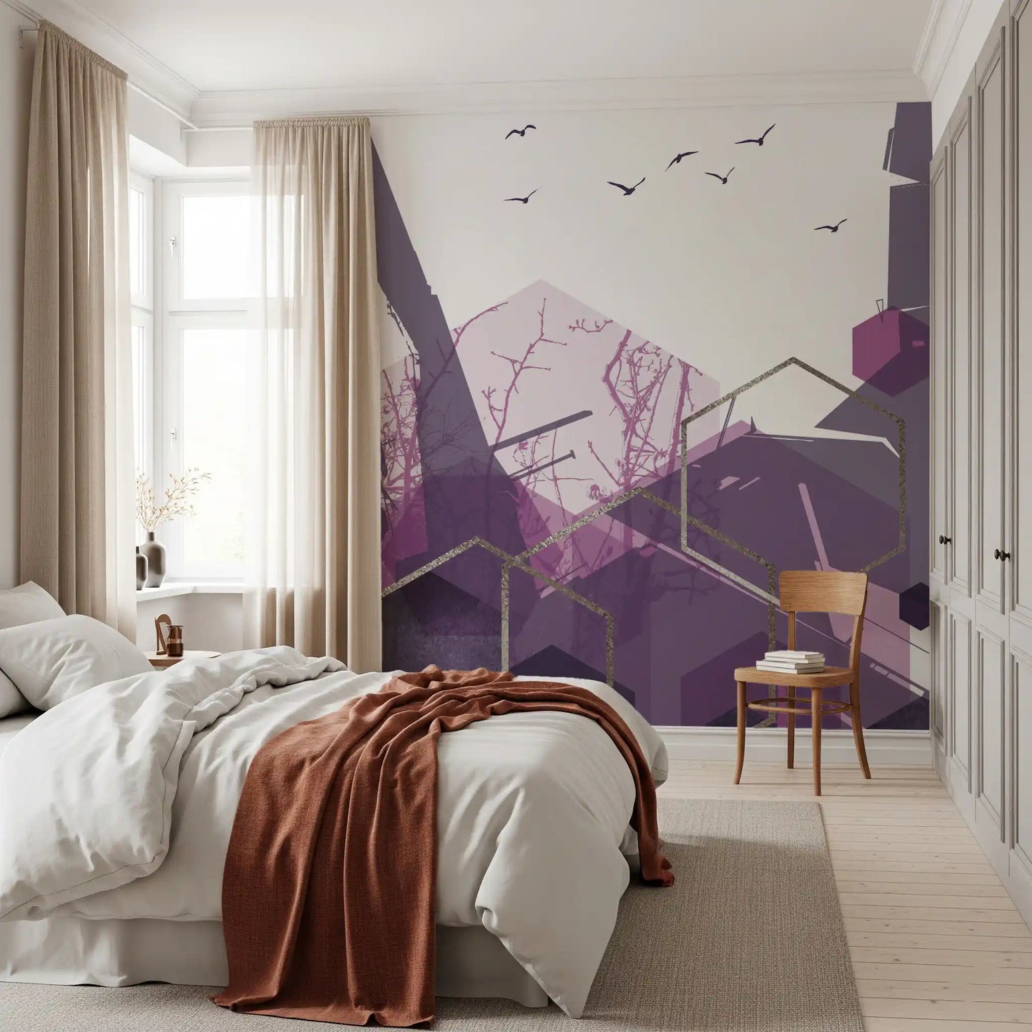Amethyst Sky: Geometric Flight 2 Wall Mural