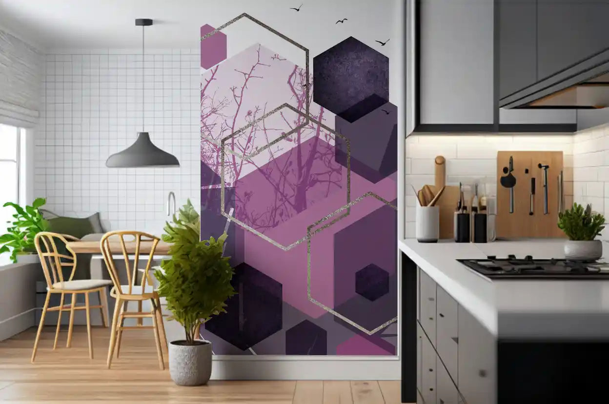 Amethyst Sky: Geometric Flight Wall Mural