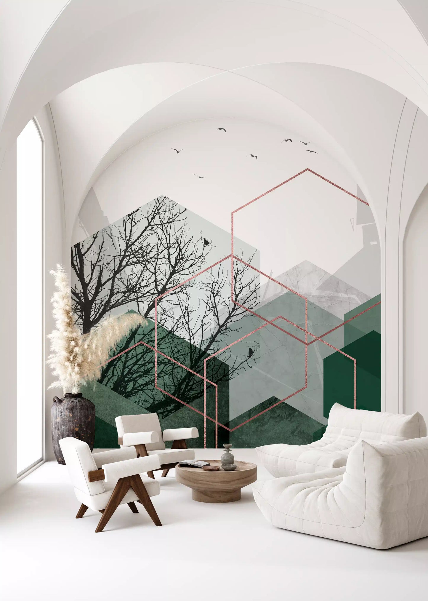 Emerald Hexagon Vista Wall Mural