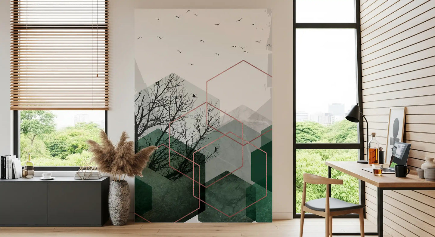 Emerald Hexagon Vista Wall Mural