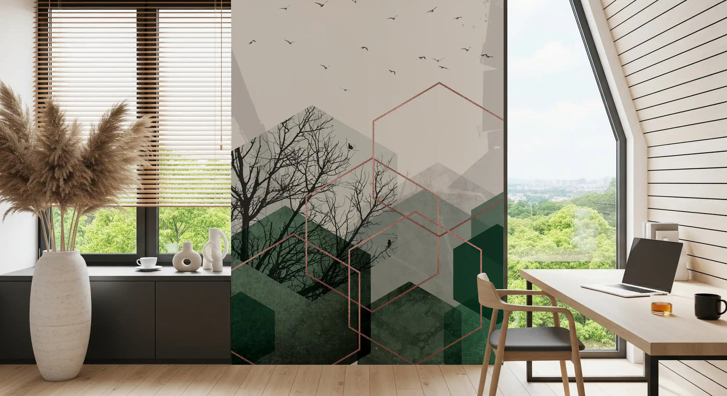 Emerald Hexagon Vista Wall Mural