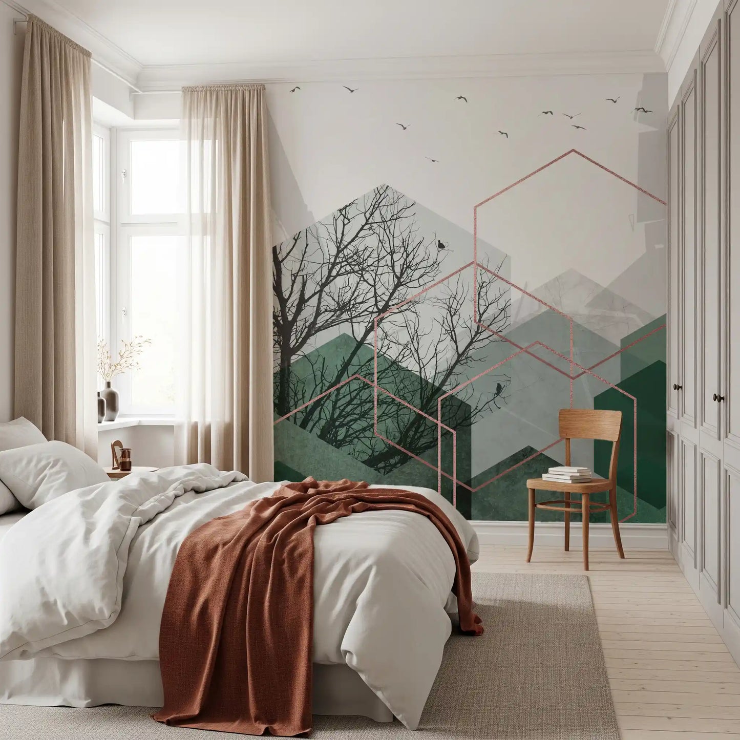 Emerald Hexagon Vista Wall Mural