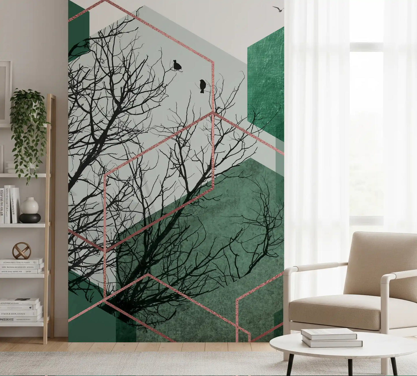 Emerald Hexagon Vista 2 Wall Mural