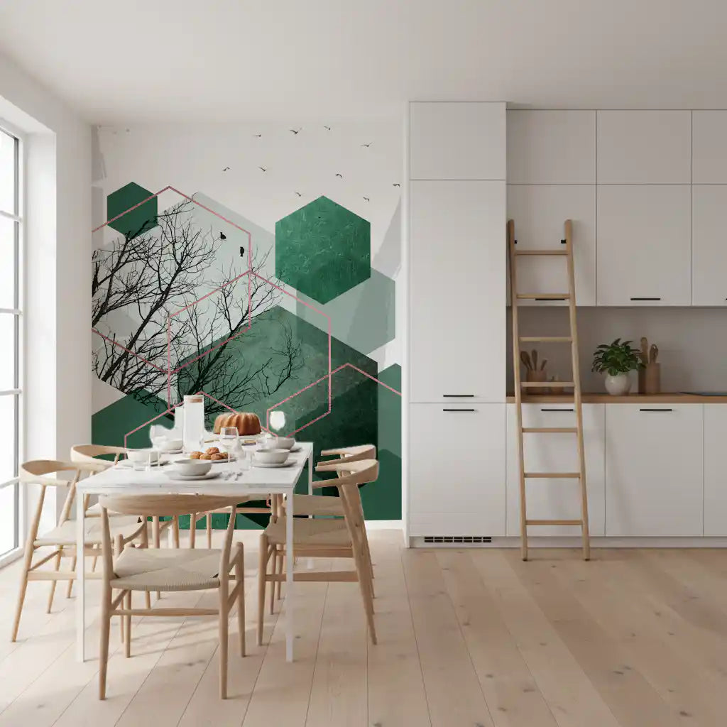Emerald Hexagon Vista 2 Wall Mural