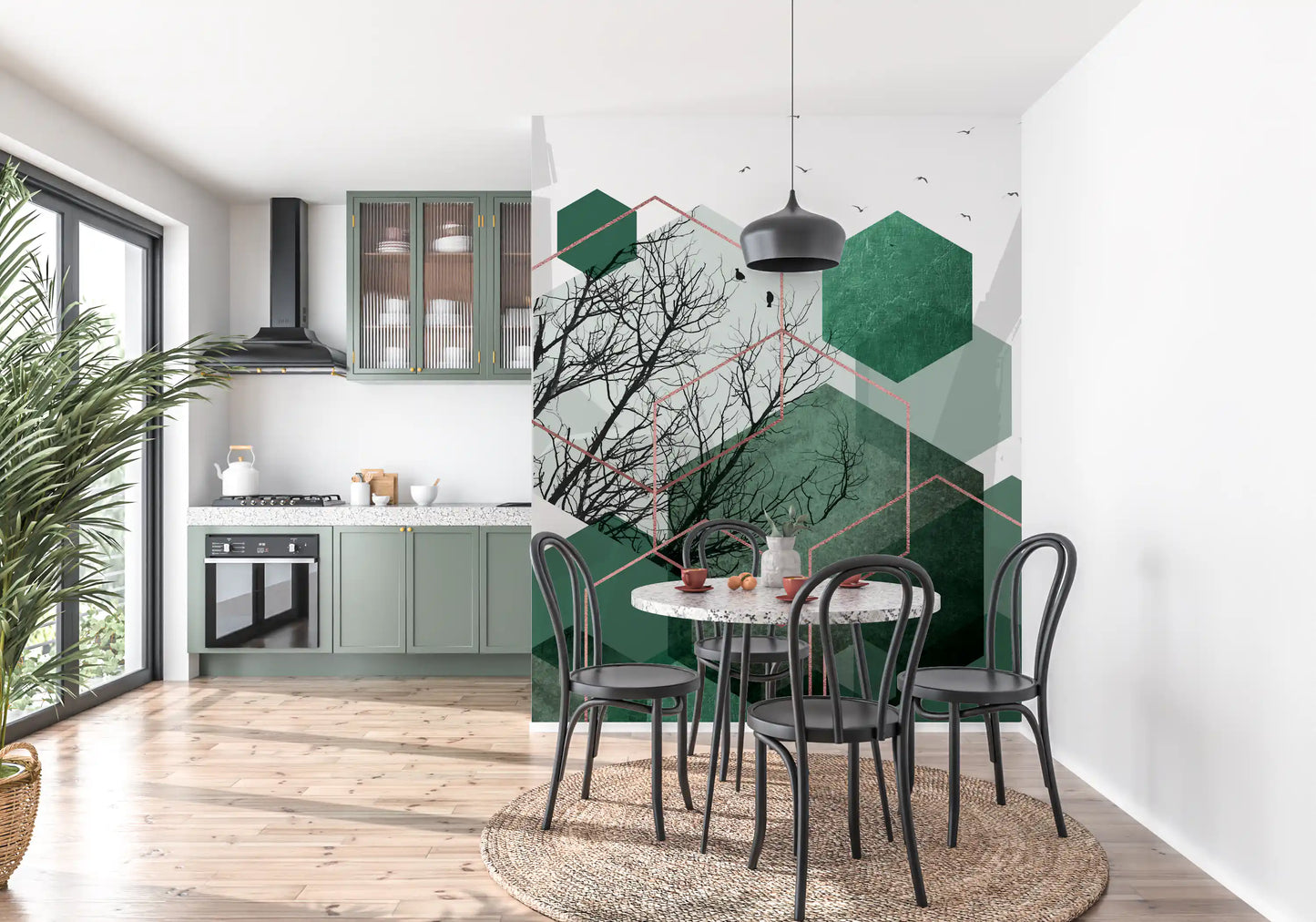 Emerald Hexagon Vista 2 Wall Mural