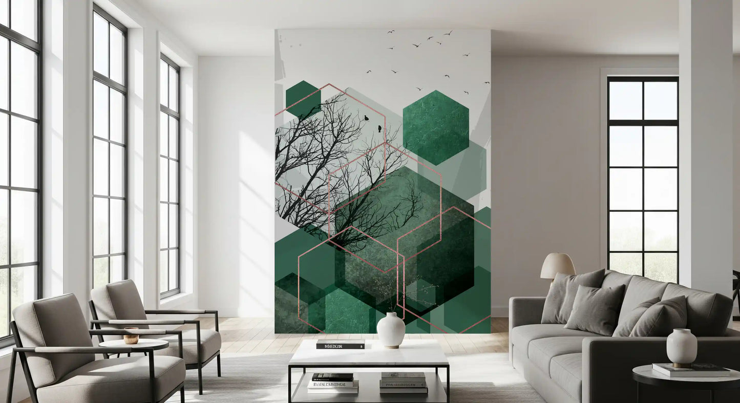Emerald Hexagon Vista 2 Wall Mural