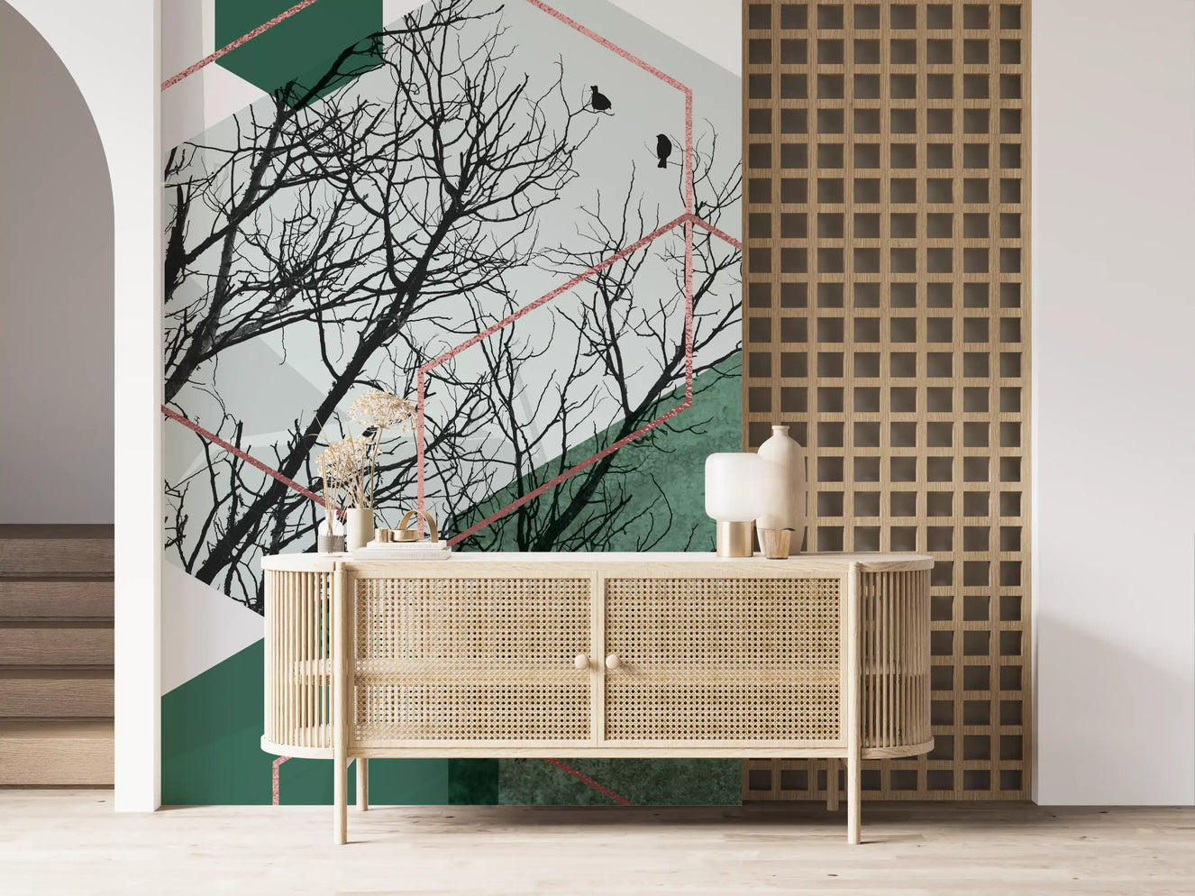 Emerald Hexagon Vista 2 Wall Mural