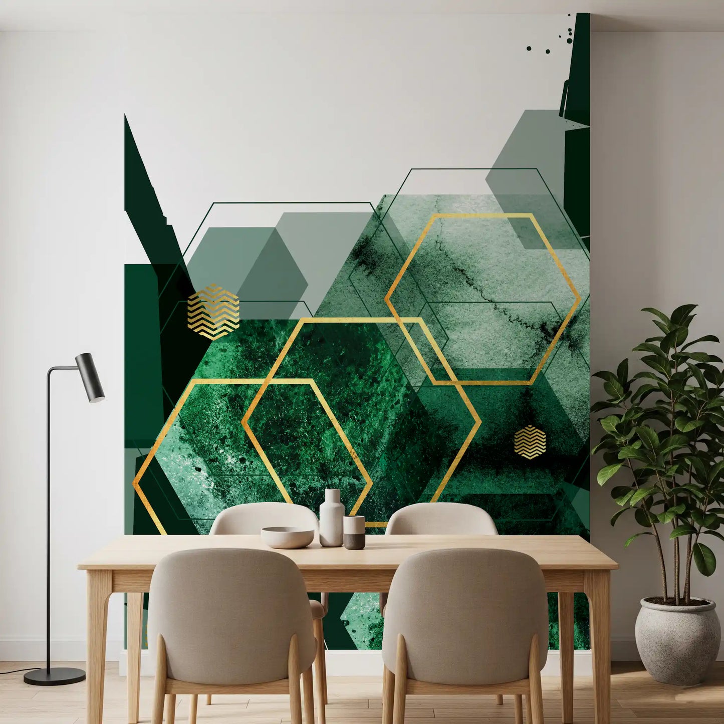 Verdant Hexagon Glamour 2 Wall Mural