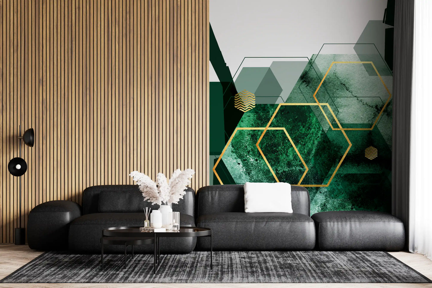 Verdant Hexagon Glamour 2 Wall Mural