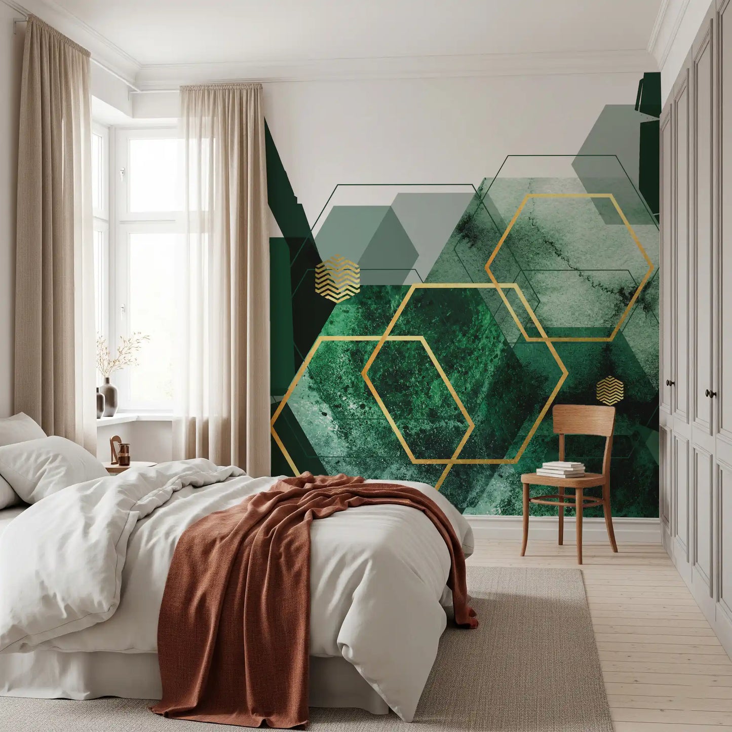 Verdant Hexagon Glamour 2 Wall Mural