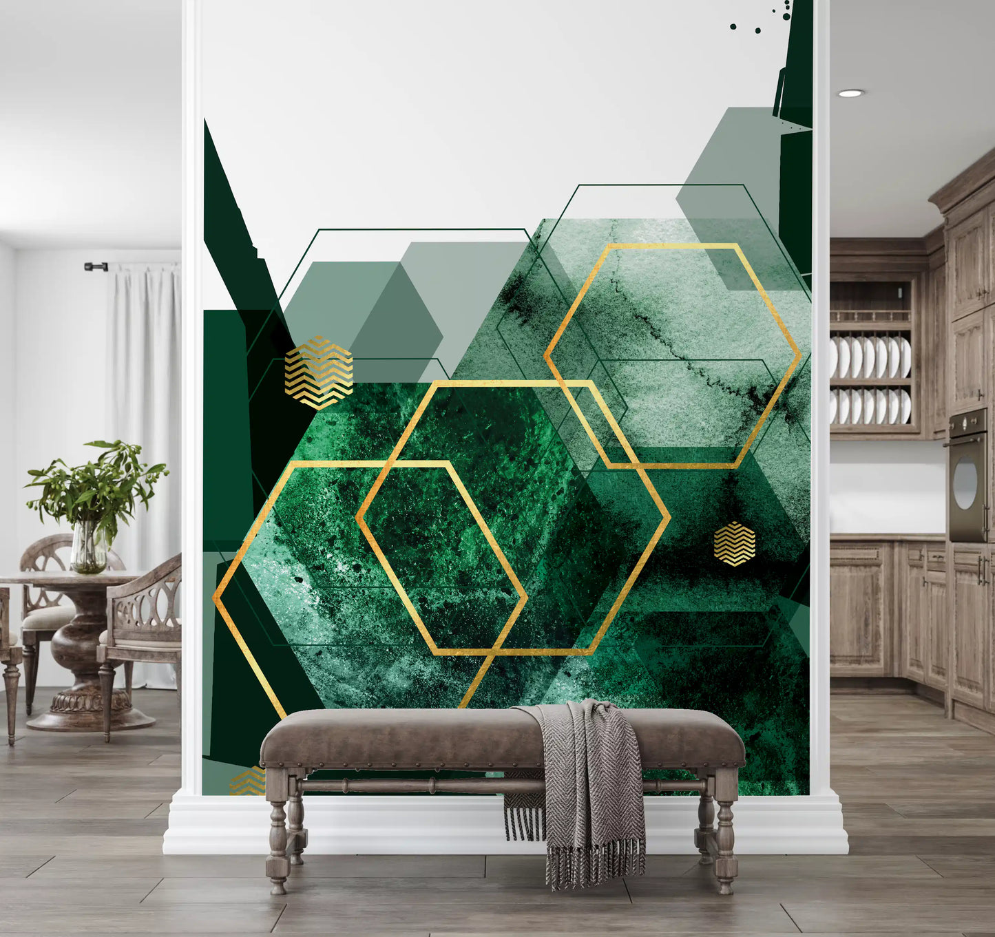 Verdant Hexagon Glamour 2 Wall Mural