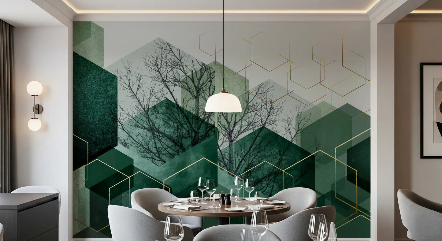 Verdant Hexascape Wall Mural