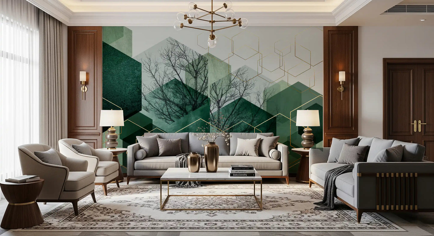 Verdant Hexascape Wall Mural