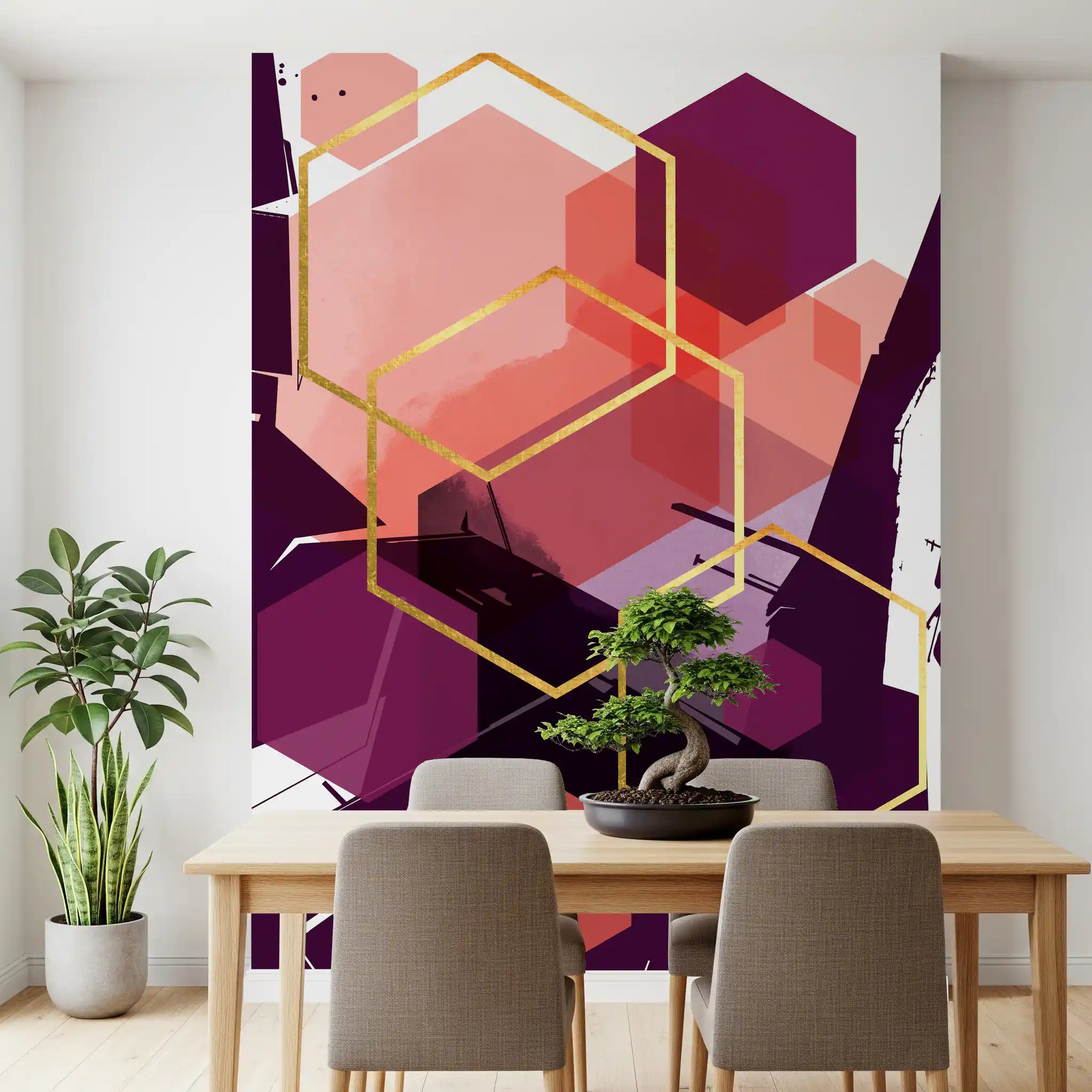 Dining room with the Bold Geometric Flow wall mural 