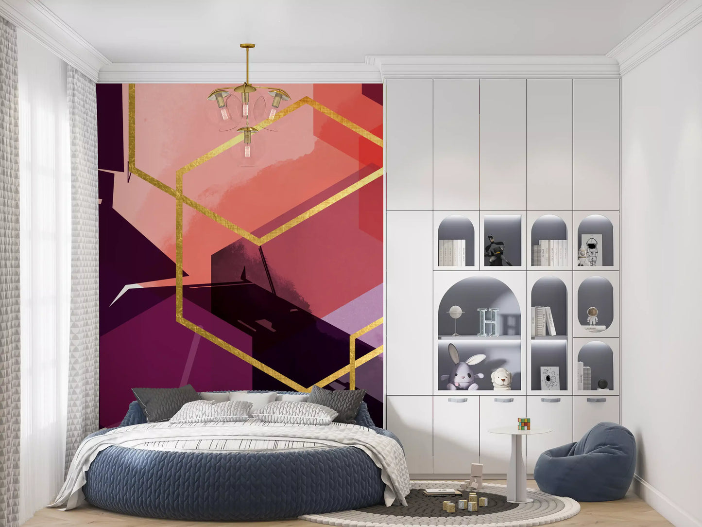 Bold Geometric Flow Wall Mural