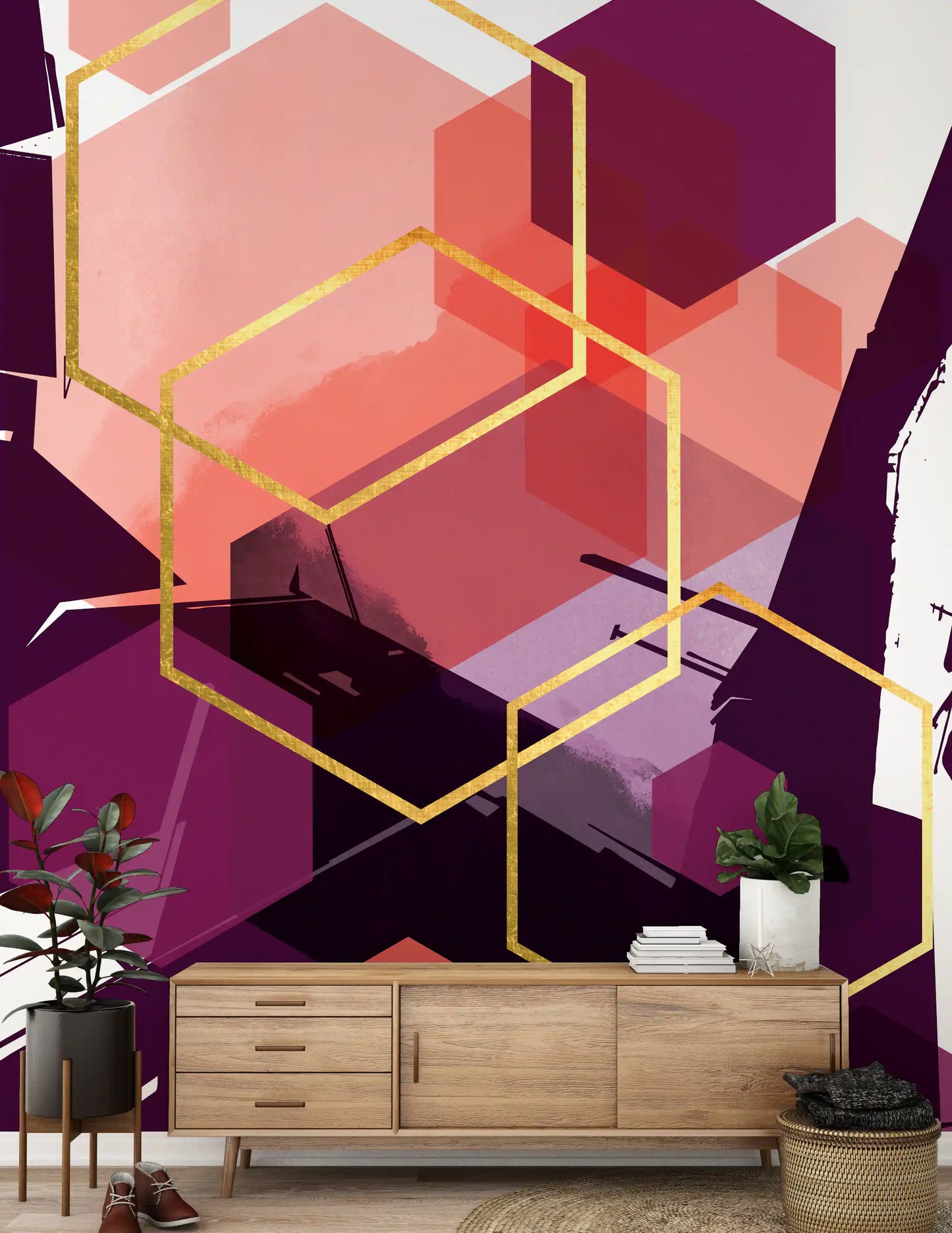 Bold Geometric Flow Wall Mural