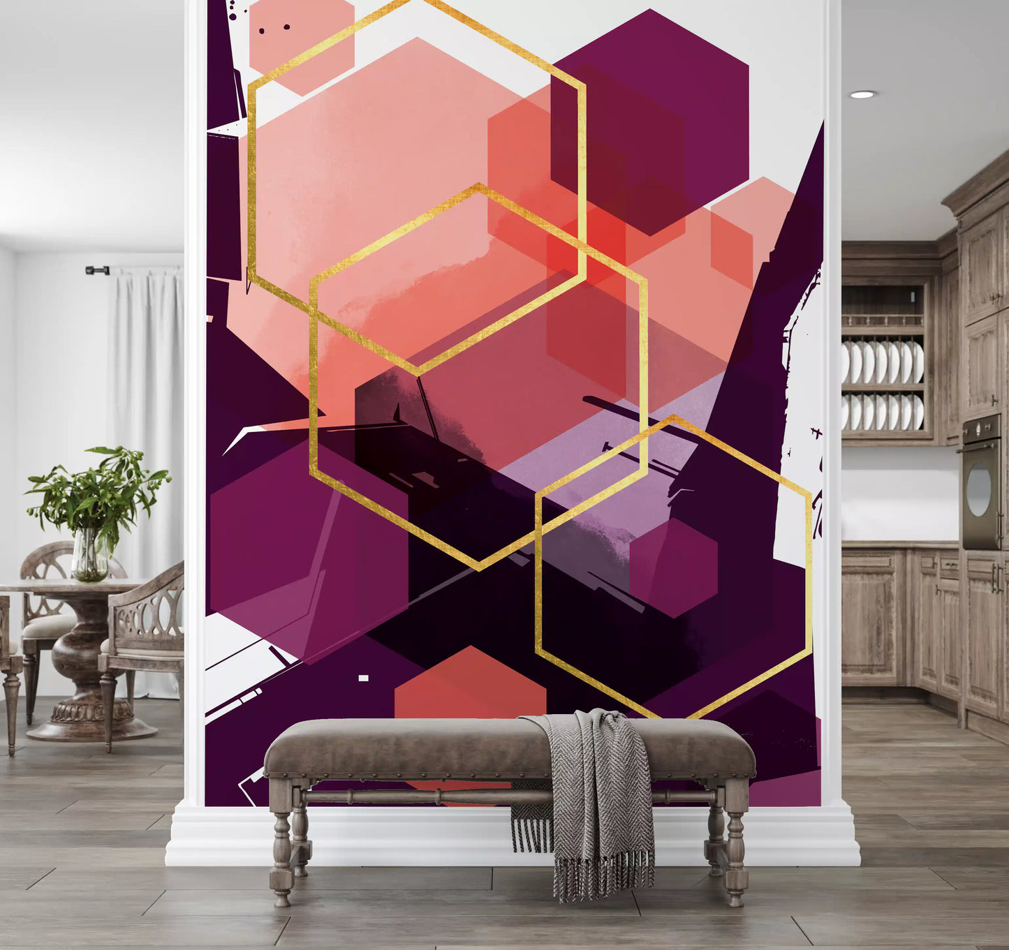Bold Geometric Flow Wall Mural
