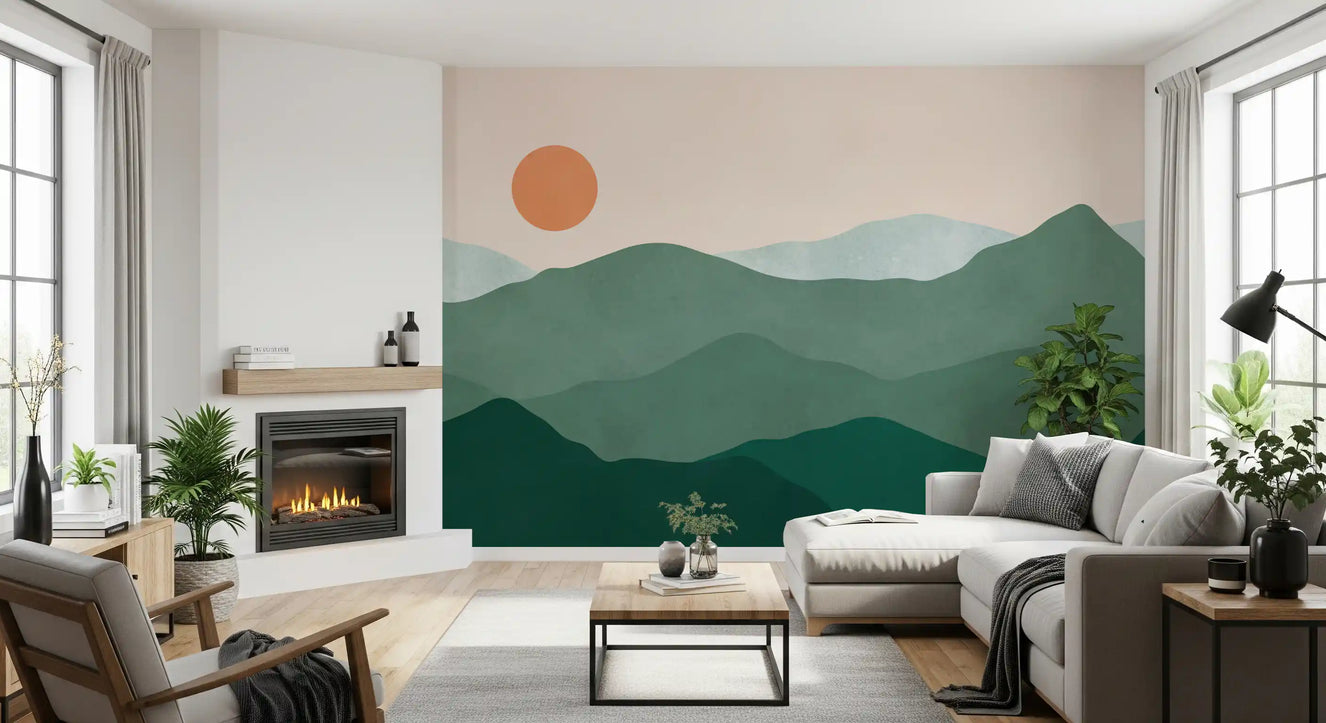 Green Peak Sunset Wall Mural