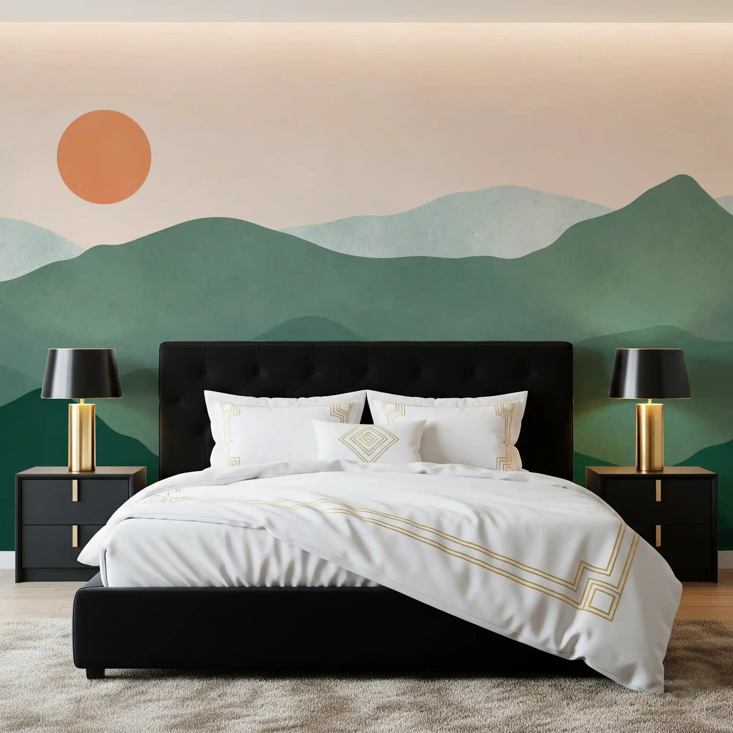 Green Peak Sunset Wall Mural