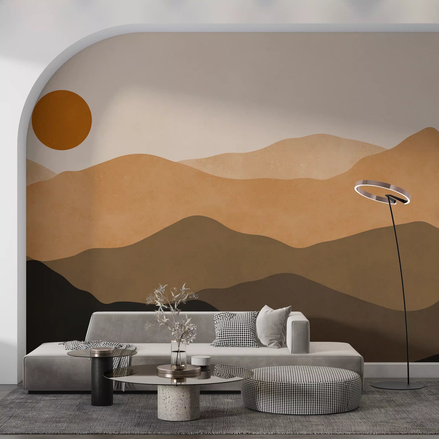 Earthy Mountain Sunset Wall Mural