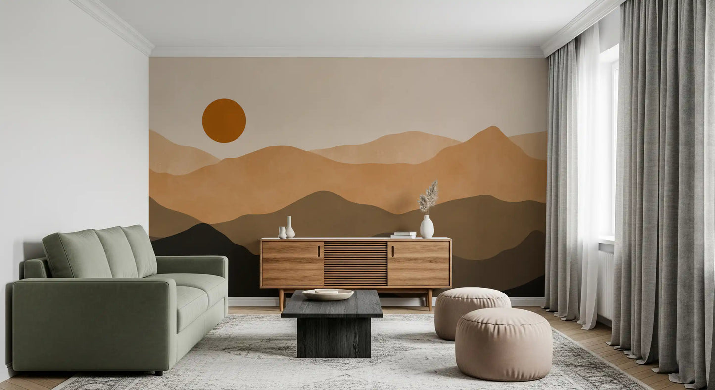 Earthy Mountain Sunset Wall Mural