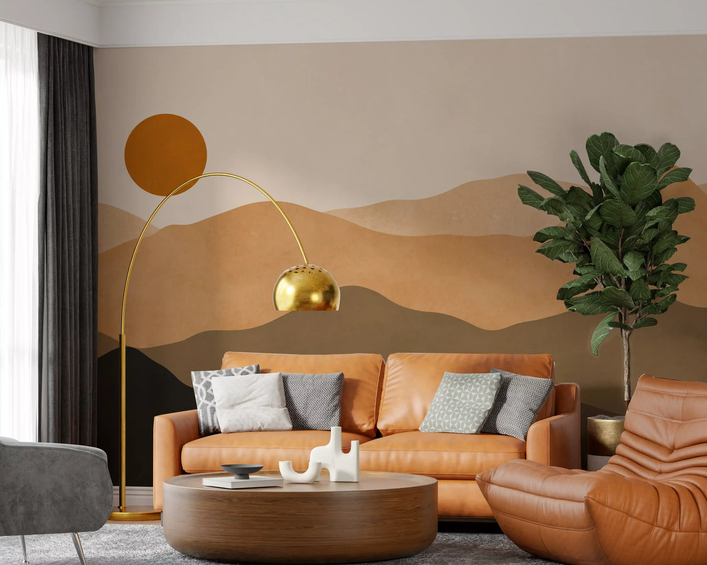 Earthy Mountain Sunset Wall Mural