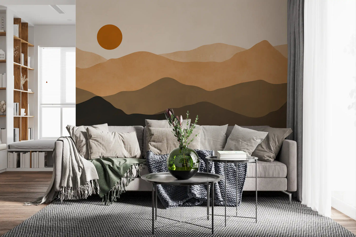 Earthy Mountain Sunset Wall Mural