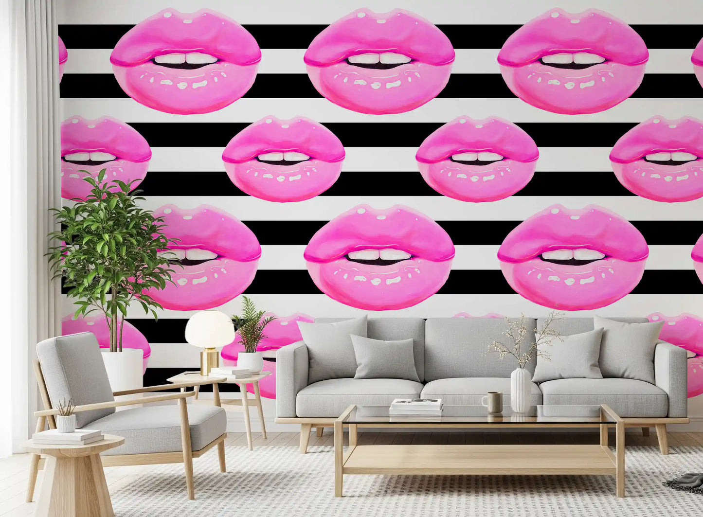 Pop Kiss Stripes Wall Mural