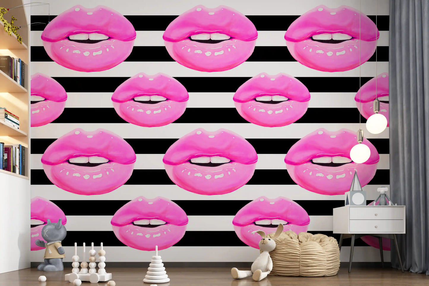 Pop Kiss Stripes Wall Mural