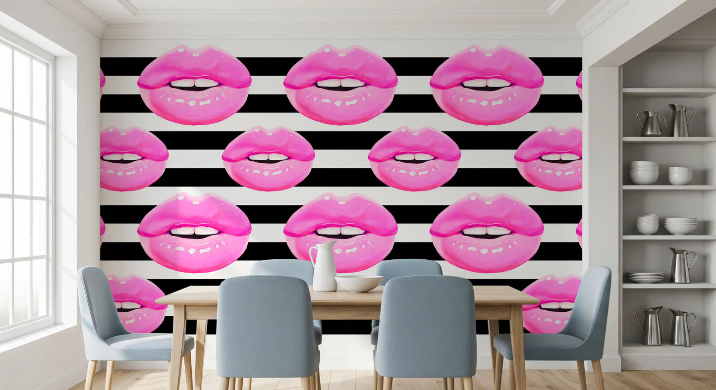 Pop Kiss Stripes Wall Mural