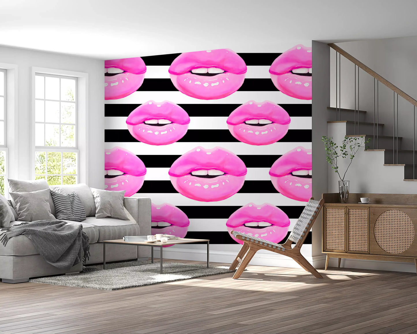 Pop Kiss Stripes Wall Mural