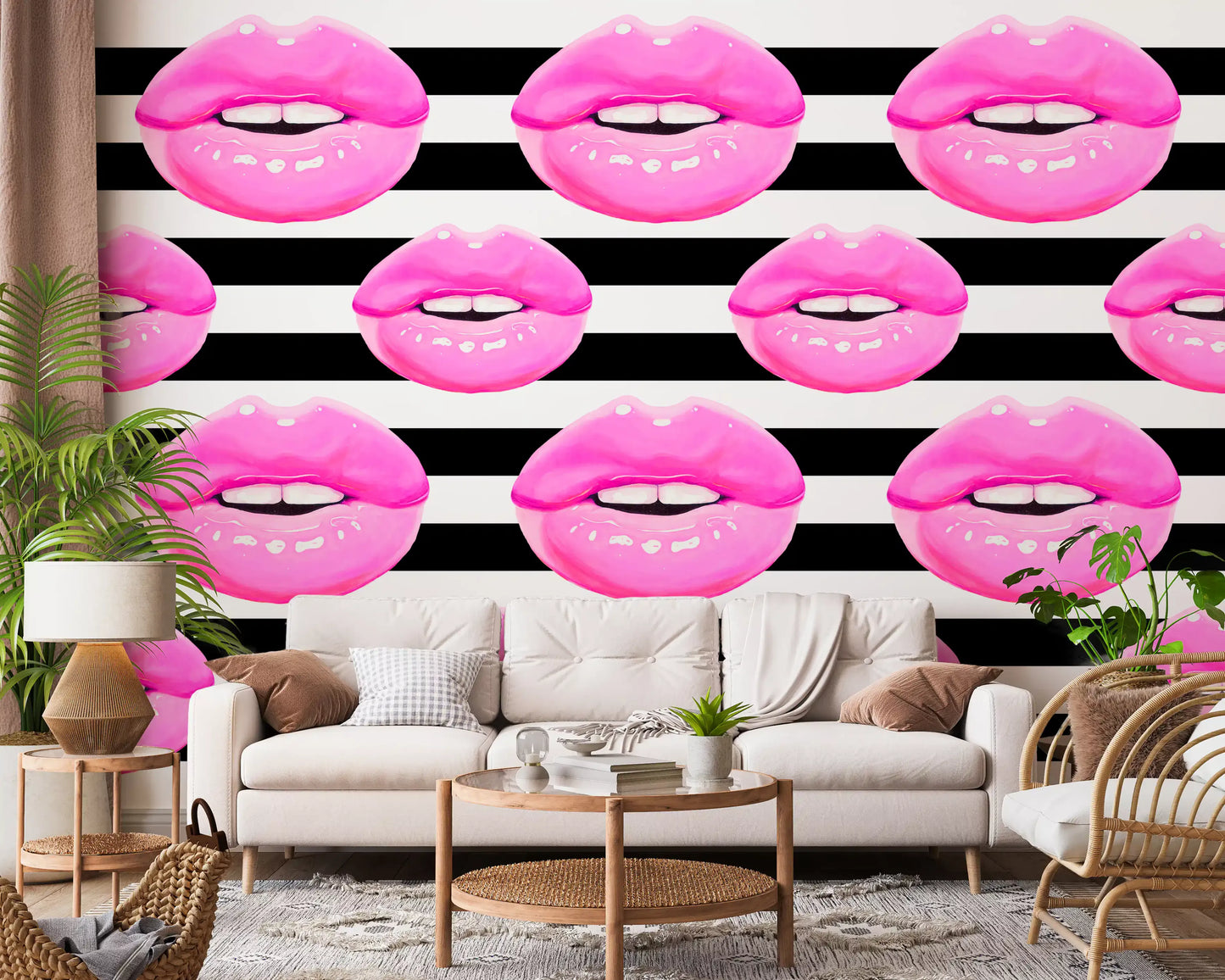 Pop Kiss Stripes Wall Mural