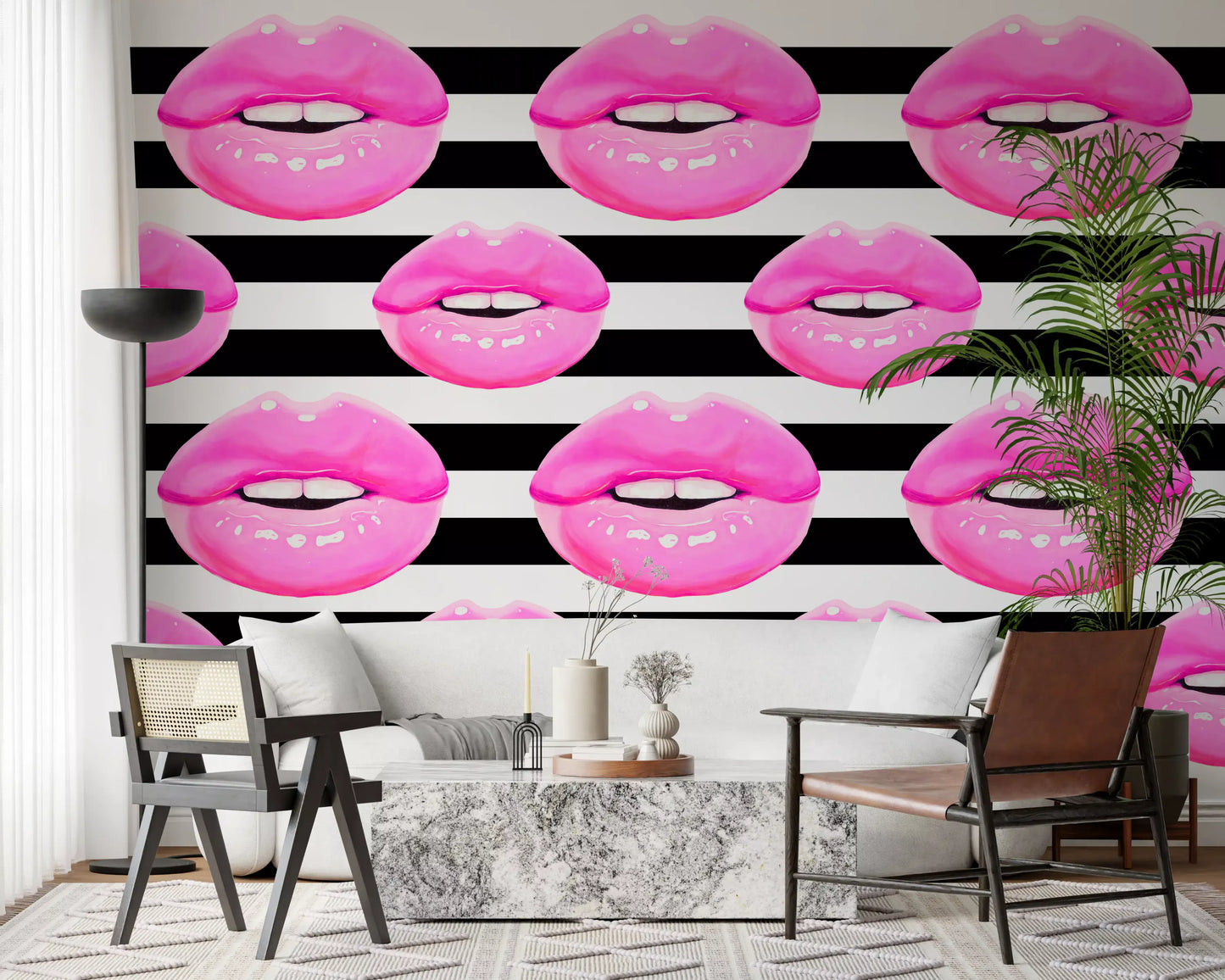 Pop Kiss Stripes Wall Mural