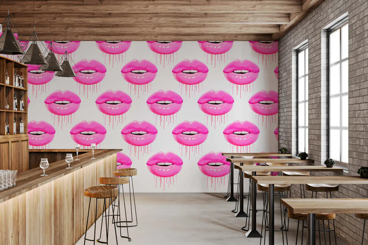 Fuchsia Kiss Pop Pattern Wall Mural