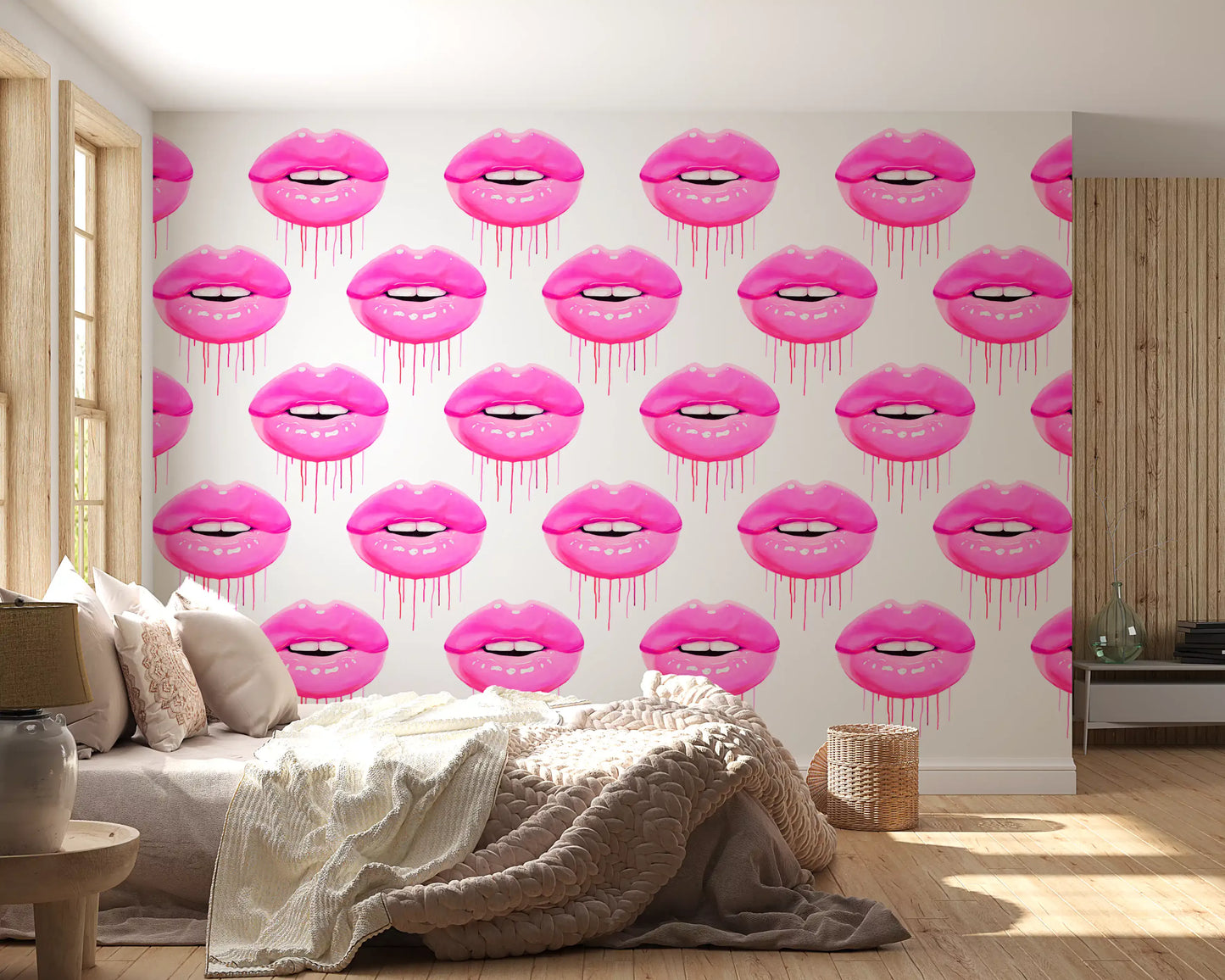 Fuchsia Kiss Pop Pattern Wall Mural