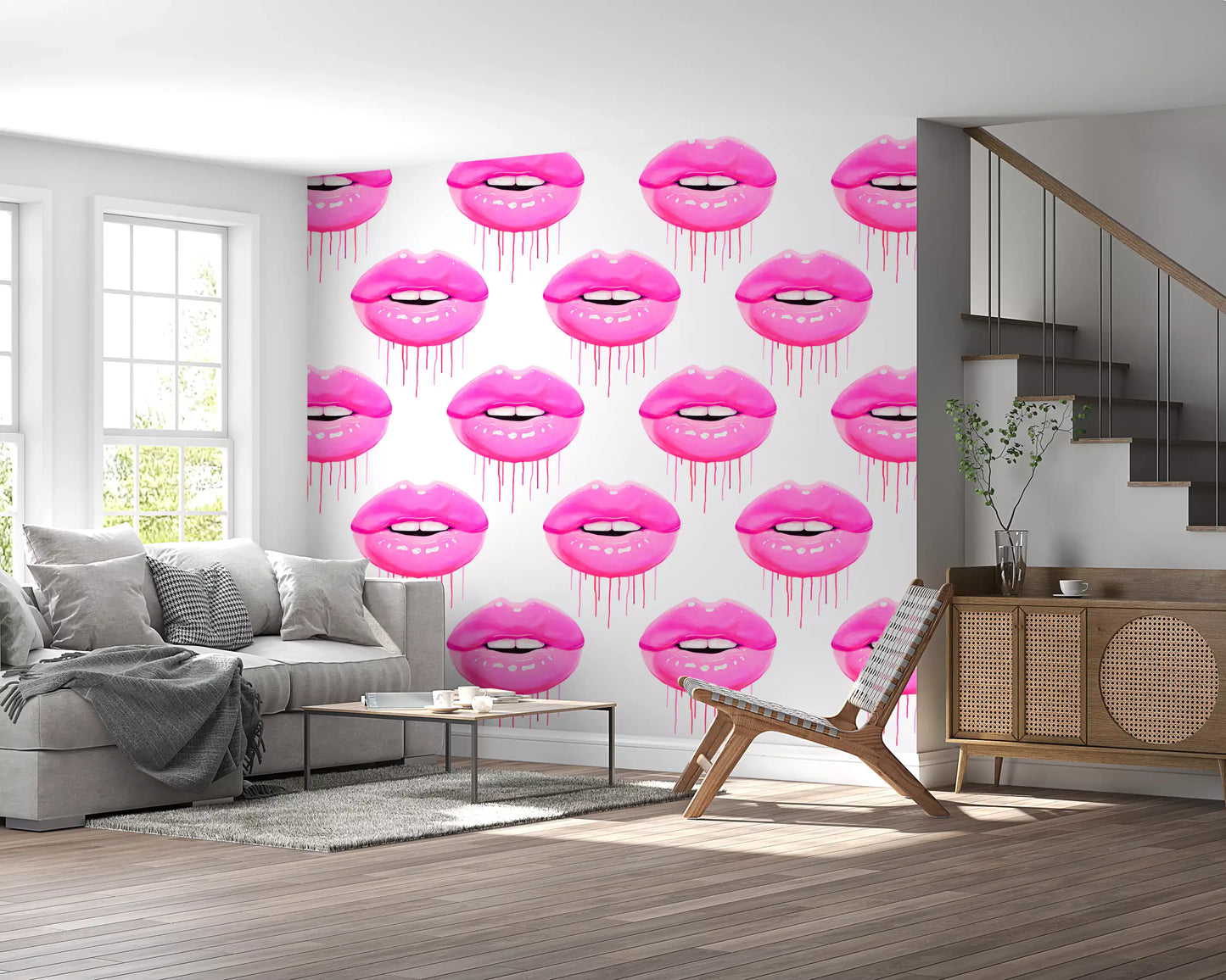 Fuchsia Kiss Pop Pattern Wall Mural